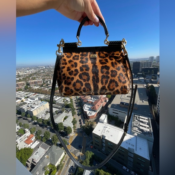 DOLCE & GABBANA Sicily Leopard Roses Pony-hair Bag  W Sequin Embroidery - Picture 6 of 15